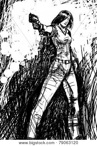 Harmonous Girl Who Aims A Gun