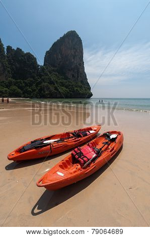 Railay Beach In Krabi Thailand Kajak