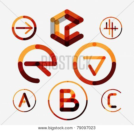 Logo set thin line clean style - business icons, branding emblems