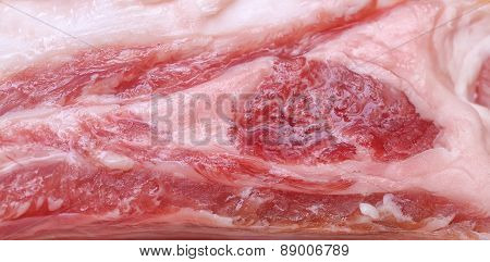 Uncooked Juicy Bacon Close Up.
