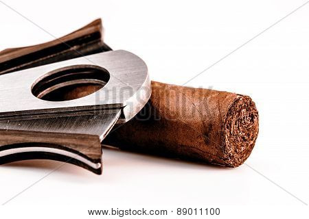Cigar And Cutter On A White Background