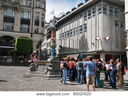 Luzern street fountain Switzerland