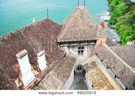 The Chillon Castle In Montreux. Geneva Lake, Switzerland,