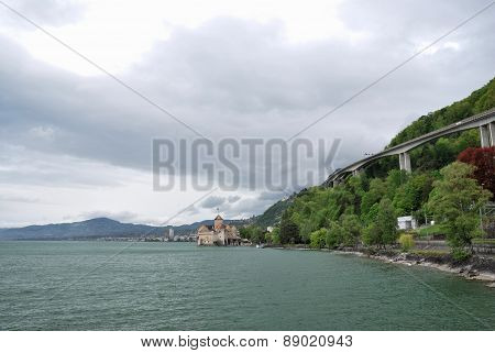 The Chillon Castle In Montreux. Geneva Lake, Switzerland,