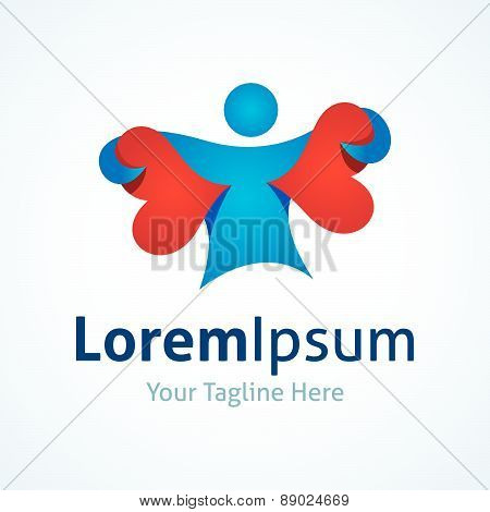 Share your love world man silhouette hug vector logo icon