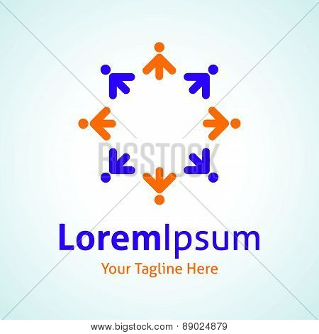 Human partnership progress arrow spread direction vector logo icon