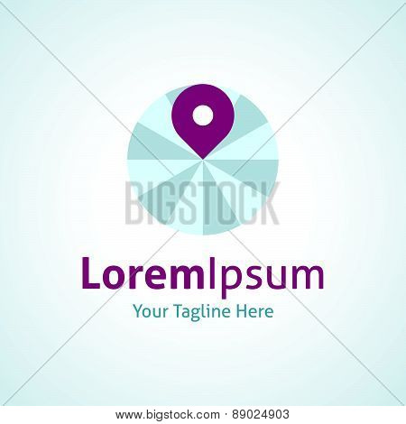 Pin point location disc circle vector logo icon