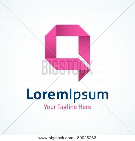 Purple tape shape talking bubble symbol vector logo icon