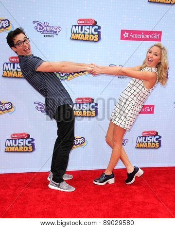 LOS ANGELES - APR 25:  Joey Bragg, Audrey Whitby at the Radio DIsney Music Awards 2015 at the Nokia Theater on April 25, 2015 in Los Angeles, CA