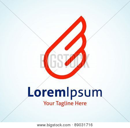 Orange simple wing logotype vector logo icon