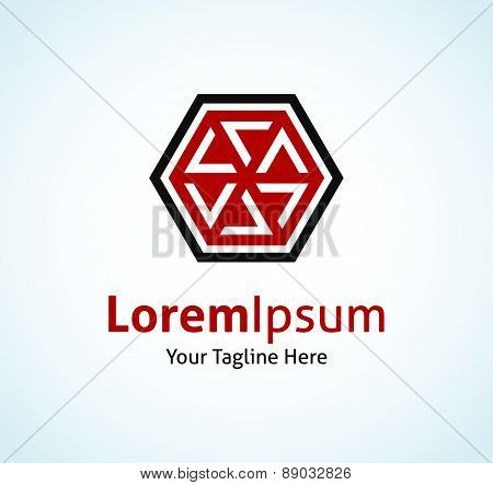 Abstract amulet badge of future hexagon shape vector logo icon