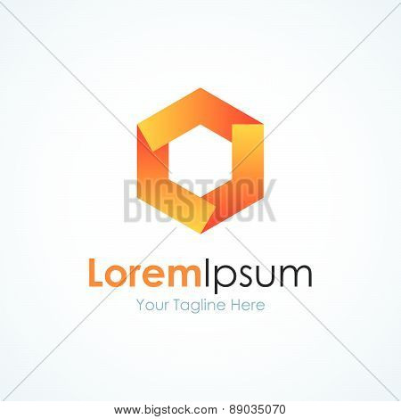 Tree part hexagon yellow Sun tech shape concept elements icon logo