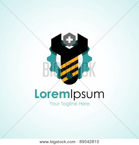 Industrial work fork wrench engineering element icon logo for business
