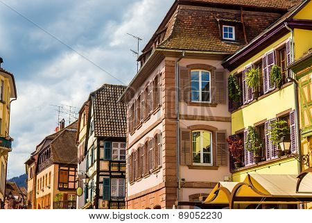 Traditional Timbered Houses In Ribeauville - Alsace, France