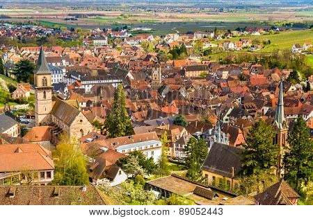 View Of Ribeauville, A Traditional Village In Alsace, France