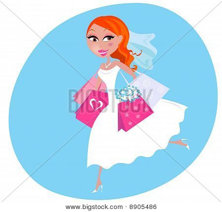 La mariée fait de shopping de mariage