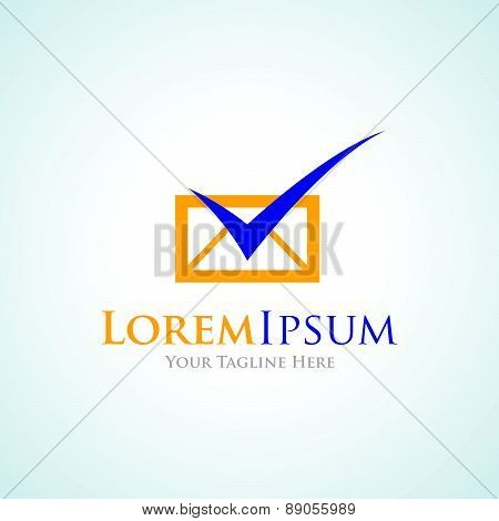 Meil with tick task on it simple business icon logo