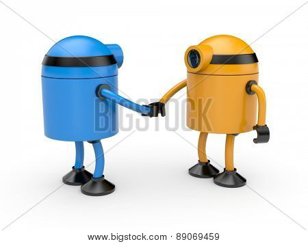 Handshake. Union of two robots