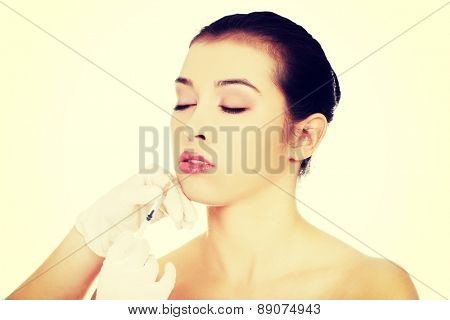 Cosmetic botox injection in the female face