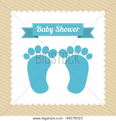 Baby shower card with baby foot prints vector illustration