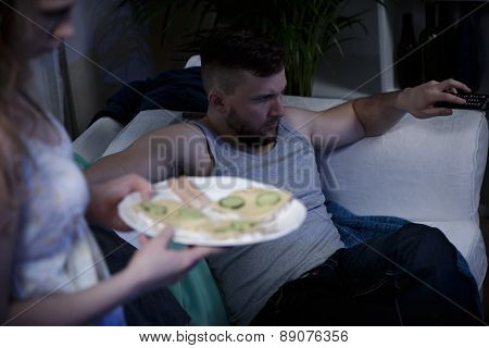 Wife Serving Sandwiches