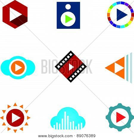 Play the video button cloud creative music logo icon tape