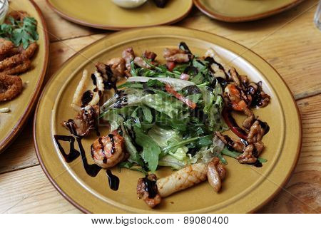 Salad With Quid On The Plate