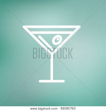 Glass of martini icon thin line for web and mobile, modern minimalistic flat design. Vector white icon on gradient mesh background.