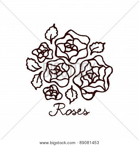 Handsketched bouquet of roses
