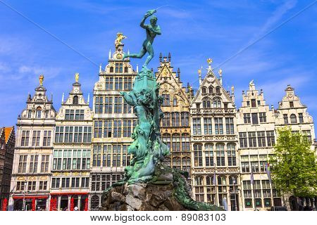 beautiful square in Antwerpen old town. Belgium