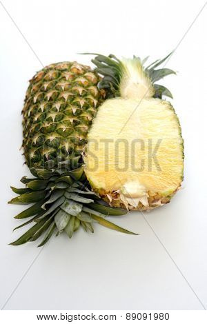 Pineapple on white backgroubd - close up