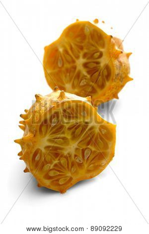 Kiwano on white background - close-up