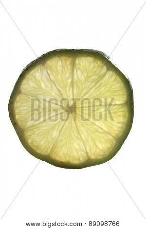 Slice of lime on white background