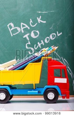 Colorful School Stationary And Car