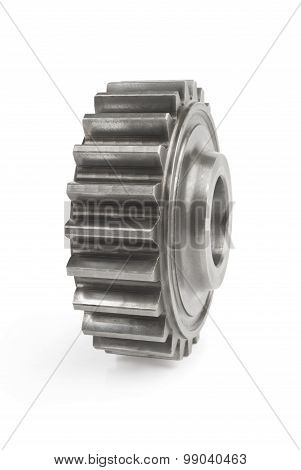 real stainless steel gears isolated over white background