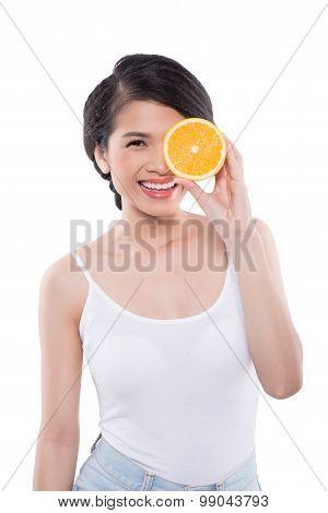 Pretty girl with orange