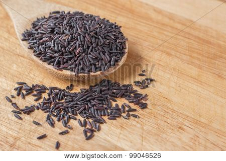 Closeup Of Raw Purple Riceberry Rice