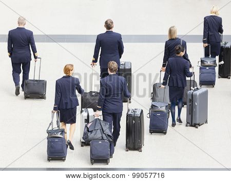 Cabin crew at an airport
