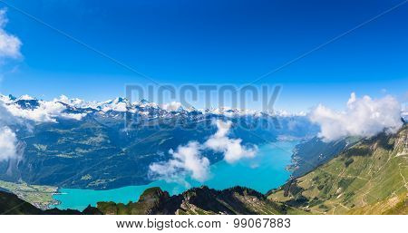 Panorama View Of Brienz Lake And The Alps