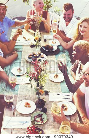 Diverse People Luncheon Outdoors Food Concept