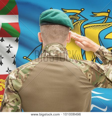 National Military Forces With Flag On Background Conceptual Series - Saint-pierre And Miquelon