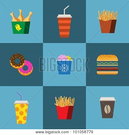 Fast Food Flat Vector Set