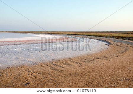 Shore Salt Kojashsky Lake In The Opuk Nature Reserve