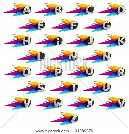 Alphabet With Polygonal Comet.