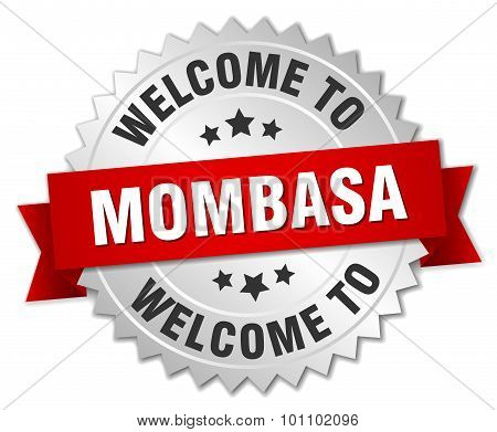 Mombasa 3D Silver Badge With Red Ribbon