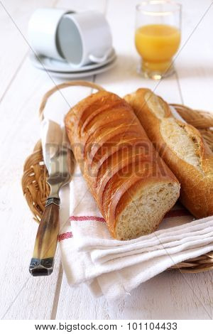 Breakfast With Baguette And Orange Juice