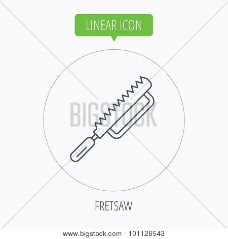 Fretsaw icon. Carpenter work tool sign.