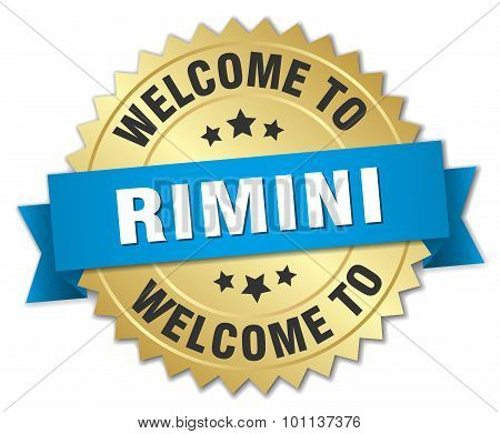 Rimini 3D Gold Badge With Blue Ribbon