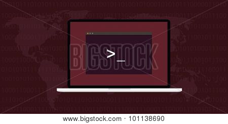 Linux Interface Screen Notebook And World Map Ubuntu Style