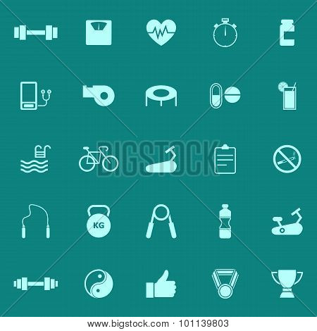 Fitness Color Icons On Green Background
